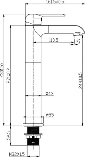 ברז ורד 8802 עם פיה יהלום שחור.