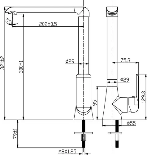 ברז פרח מסתובב עם פיה קבועה, יהלום שחור, דגם 8804, מותג ורד.