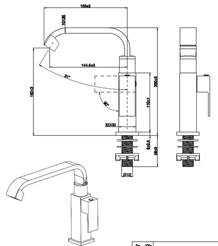 ברז מים קרים פרח ורד 8334, פיה ניקל, מותג ורד.