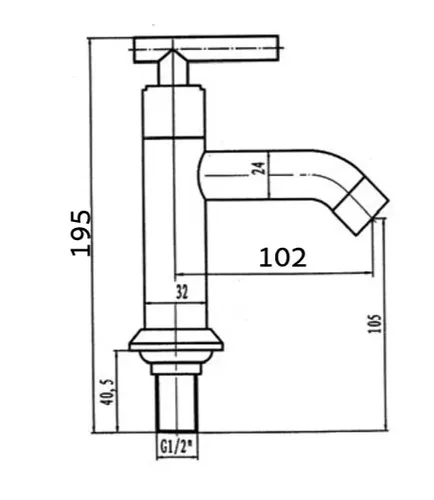 ברז מים קרים פרח ורד 109, פיה מעוצבת, מותג ורד, גימור ניקל.