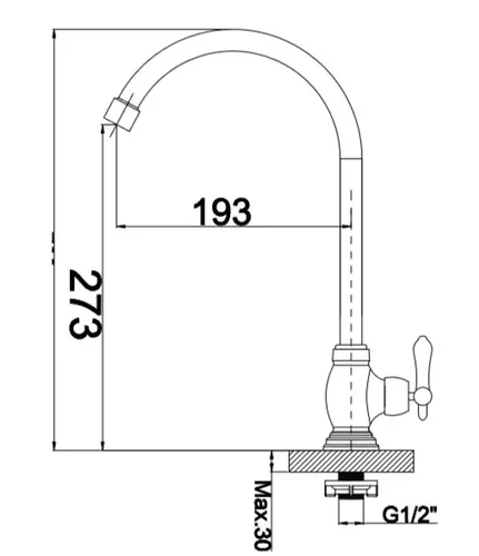 ברז מים קרים פרח ורד 8189 ניקל עם פיה מעוצבת בגימור ניקל.
