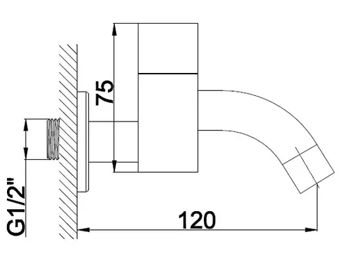ברז מים קרים מהקיר ורד 8168, פיה ניקל.