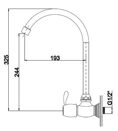 ברז מים קרים ורד 8194 עם פיה ניקל.