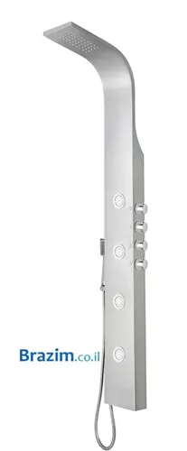 מערכת למקלחת ורד 88102 מבית Vered עם ראש מקלחת, מזלף ו-4 ג'טים בגימור ניקל מבריק.