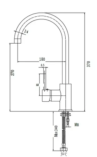 פיה קבועה של ברז פרח ורד 9035L בגימור ניקל.