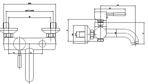 סוללה לאמבטיה ורד 1019 עם גימור ניקל.