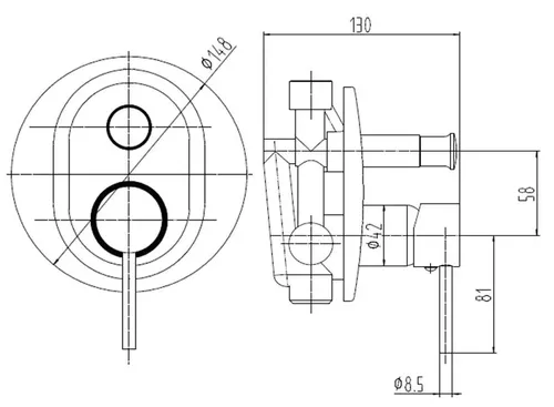 אינטרפוץ 4 דרך עם גימור ניקל, דגם 1071 של ורד.