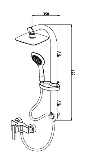 מוט פינוק שחף 8830 עם ראש מקלחת ומזלף, גימור ניקל, מותג ורד.