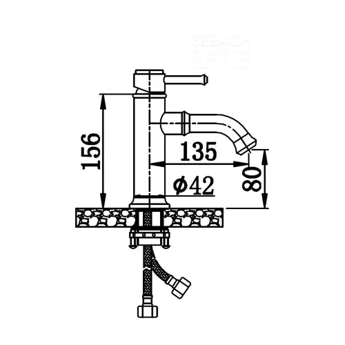 ברז פרח נמוך ענתיק ידית סטיק סבח 705710 כרום, ידית סטיק מעוצבת בגימור כרום.
