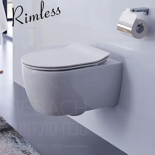 אסלה תלויה סבח פיקולו 49 Rimless לבן מבריק.