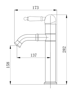 ברז פרח נמוך פיה מסתובבת ידית חרס לבנה ניקל מוברש 1621CB סיוון אופיר