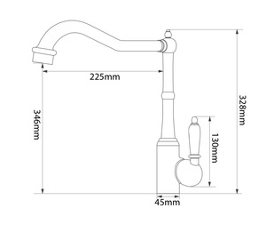ברז גבוה פיה מסתובבת ידית חרס לבנה ניקל מבריק 3615 סיוון אופיר