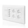 עמדת Home & Office תחת הטיח 8 מודול, 4 שקעים דו פיני , 2 זוגות שקעי כח ומתאם תקשורת קיסטון