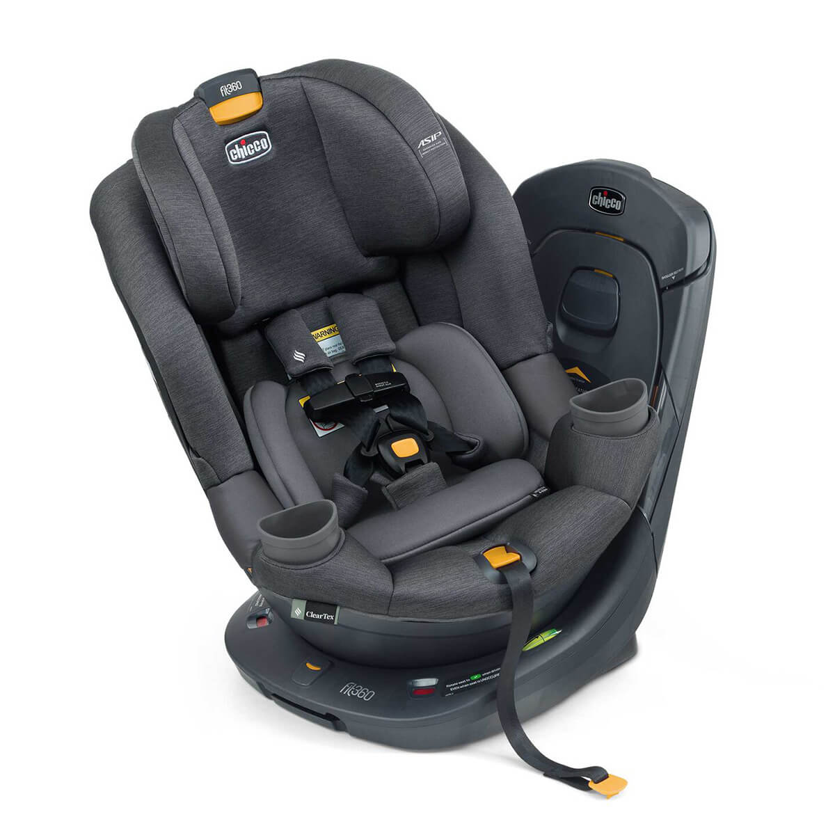 כסא בטיחות מסתובב פיט 360 Fit עם בדי קלירטקס ClearTex ללא כימיקלים ומנגנון התקנה LeverLock - אפור כהה - Carbon צ