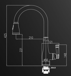 ברז מטבח נשלף 2 מצבי זרימה ניקל מבריק 1054  סיוון אופיר