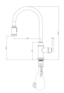 ברז מטבח נשלף 2 מצבי זרימה ניקל מבריק 1091 סיוון אופיר