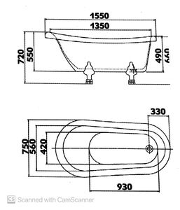 אמבטיה פריסטנדינג אקרילית עם רגליים דגם 10852  שוני SHONY 