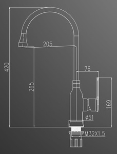 ברז פרח גבוה למטבח פיה מסתובבת זהב מט 1095YB סיוון אופיר