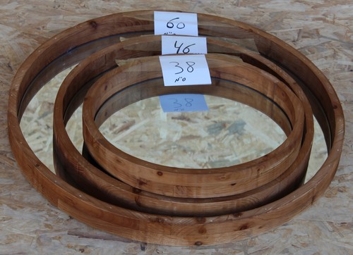 מראה עגולה עץ מלא-60 ס