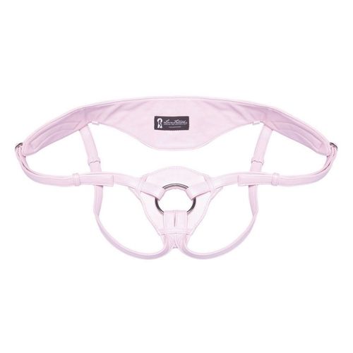 רתמה לסטרפ און מעור ורוד עם תמיכה לגב Lux Fetish - leather harness
