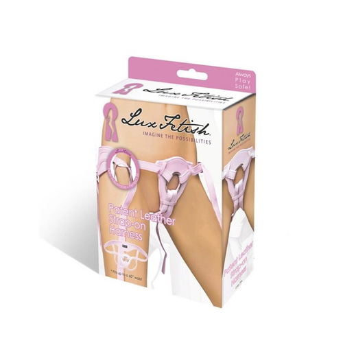 רתמה לסטרפ און מעור ורוד עם תמיכה לגב Lux Fetish - leather harness