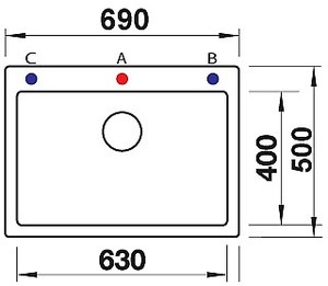 כיור מטבח בלנקו PLEON 8 פלאון 50X69X22 ס"מ BLANCO BLANCO בלנקו