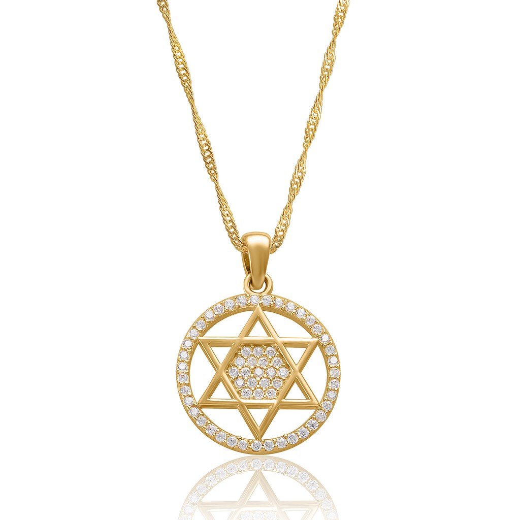 שרשרת ותליון מגן דוד מזהב 14K