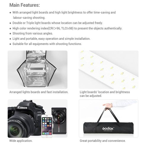 Godox LST-40 Triple light LED mini photography studio - אוהל אור