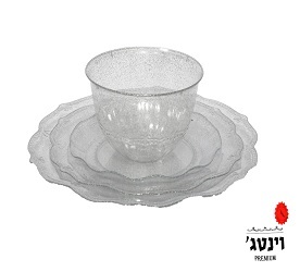 צלחות וינטג' פרימיום כסף נצנצים 18 ס