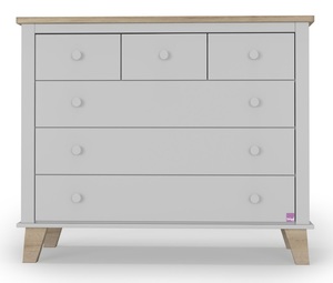 שידת החתלה לתינוק שי MDF בציפוי מלמין אפור ופלטה עליונה בצבע עץ טבעי