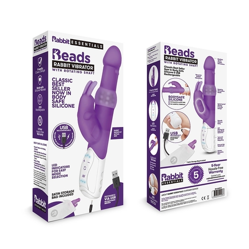 ויברטור פניני מתכת יוקרתי נטען  Rabbit Essentials - Rechargeable Pearls