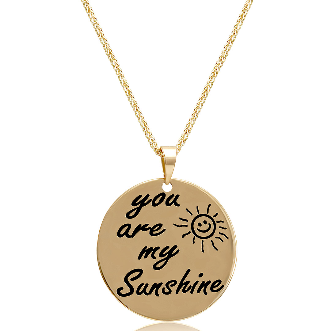 שרשרת ותליון "my sunshine" מזהב 14K (קוטר 20 ממ)