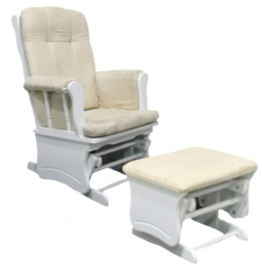 כורסת הנקה בעיצוב קלאסי עם ריפוד מלא כלנית - עץ לבן ריפוד בז