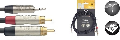 כבל 3 מטר .PL-mini - 2RCA Stagg