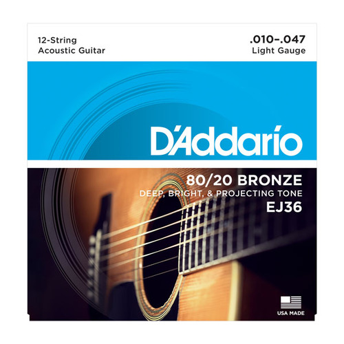 D'Addario EJ36 10-47 Light 12-String Acoustic Set