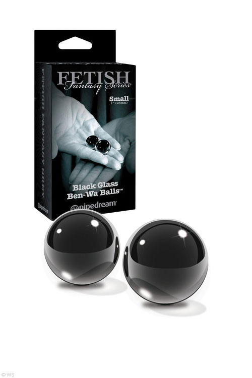זוג ביצים סיניות מדיום מזכוכית שחורה Pipedream Benwa Ball 