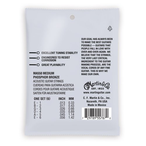 סט מיתרים 0.13 לאקוסטית MARTIN SP  Phosphor Bronze AUTHENTIC  MA550