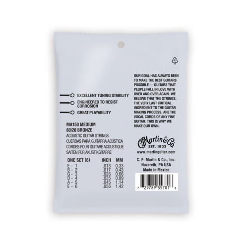 סט מיתרים 0.13 לגיטרה אקוסטית MARTIN AUTHENTIC SP MA150