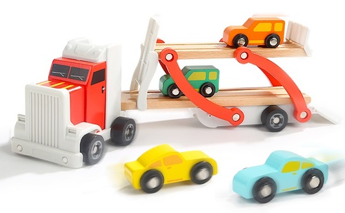 משאית הובלה + 4 מכוניות מעץ