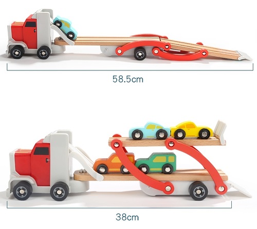 משאית הובלה + 4 מכוניות מעץ