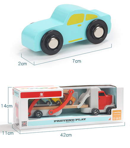 משאית הובלה + 4 מכוניות מעץ