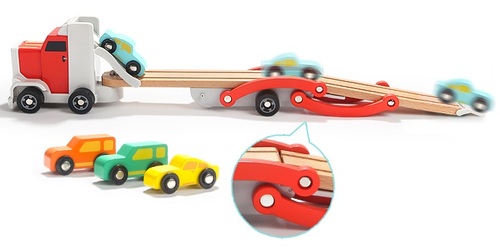 משאית הובלה + 4 מכוניות מעץ