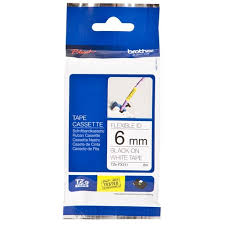 סרט מדבקה מקורי 6 מ"מ שחור  על לבן BROTHER TZe-FX211