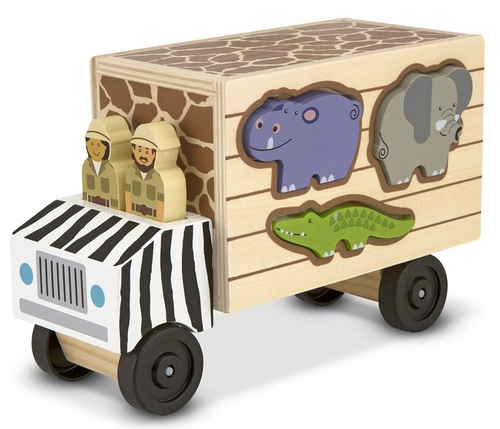 משאית מעץ התאמת צורות חיות הספארי 10 חלקים
