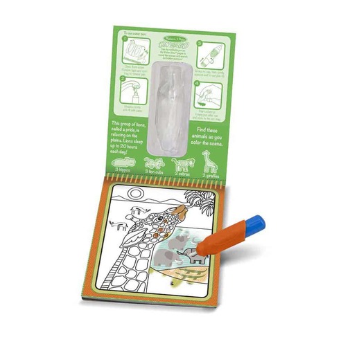 חוברת צביעה רב פעמית טוש מים 4 דפים - חיות הספארי