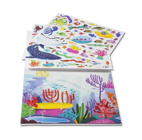 חוברת 5 דפי יצירה ו 245 מדבקות רב פעמיות - מעמקי הים