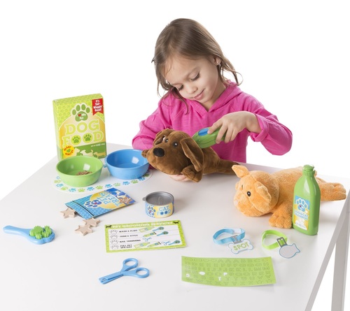 ערכה לטיפול וטיפוח חיות מחמד 2 בובות + 22 אביזרים