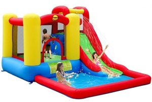 מתקן מתנפח לילדים - מקפצה משולבת עם מגלשת מים ובריכה 9271N