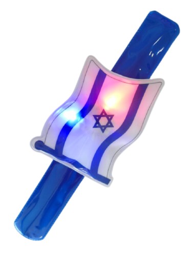 צמיד מתקפל גדול עם דגל ישראל ואורות
