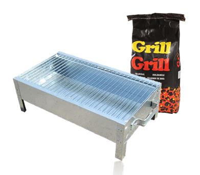 מנגל פח + רשת + 2 קילו גחלים איכותיים